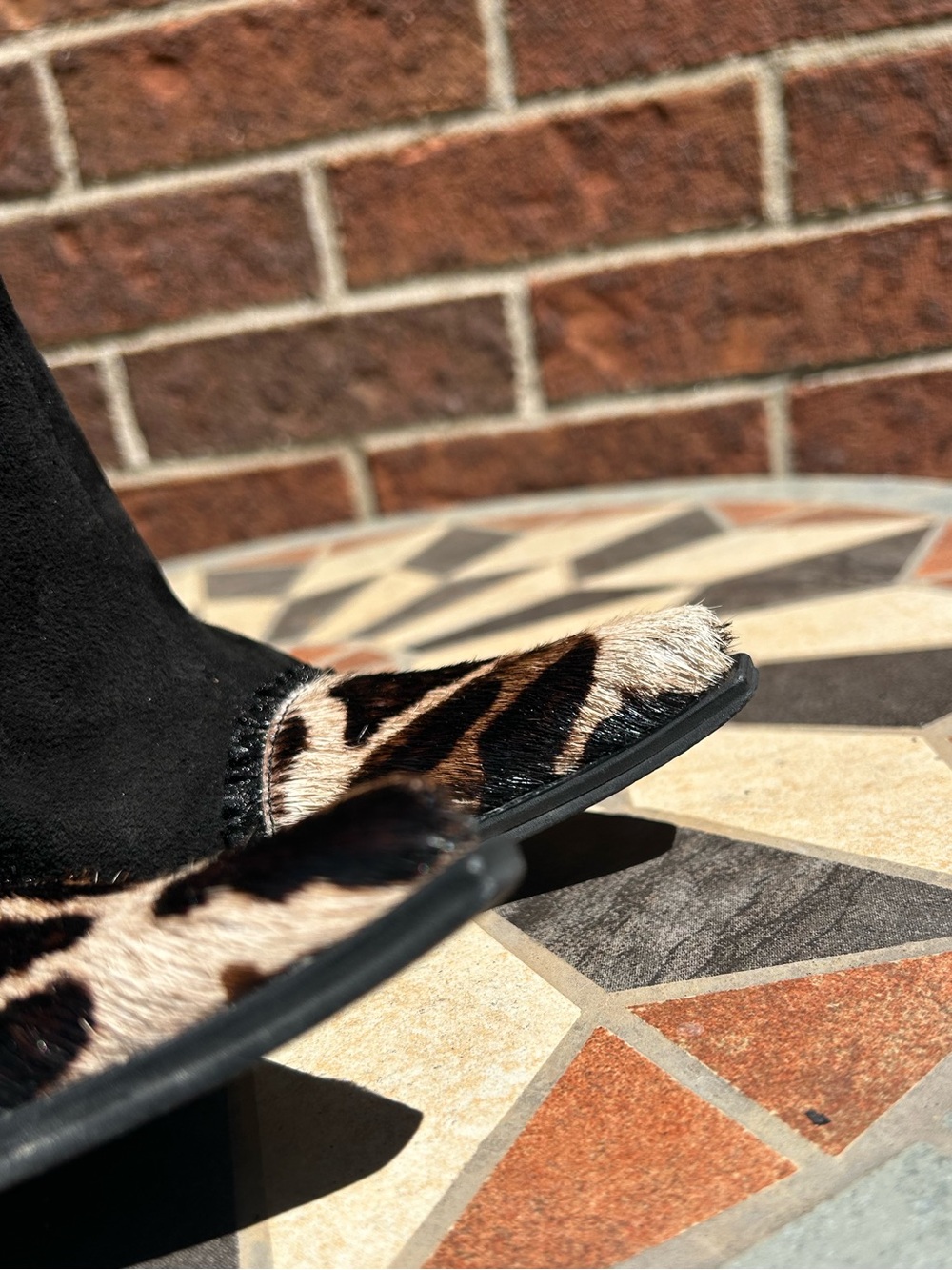 Suede leopard print fur heeled boots - Picture 12 of 16